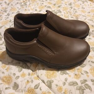 Merrell Womens 7.5 Brown Jungle Moc Leather 2 Slip On Comfort Outdoor Shoes